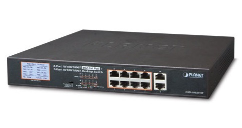 Planet GSD-1002VHP - 8-portowy switch PoE - Przeczniki sieciowe